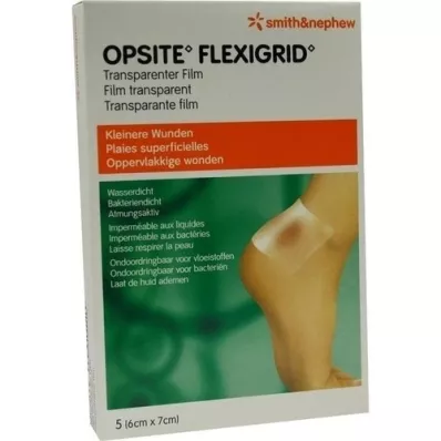 OPSITE FlexIGrid Trans. Haava verbi.6x7 cm steriili, 5 kpl