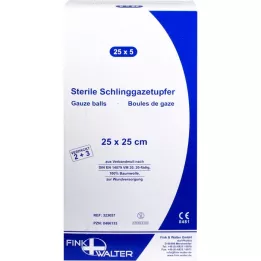 SCHLINGGAZETUPFER 25x25 cm steriili 2+3, 25x5 kpl