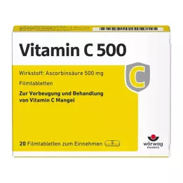 VITAMIN C 500 kalvopäällysteiset tabletit, 20 kpl