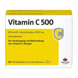 VITAMIN C 500 kalvopäällysteiset tabletit, 50 kpl