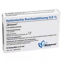 ISOTONISCHE Suolaliuos 0,9 % Biokanol-ampullit, 6X2 ml