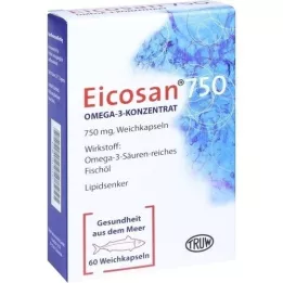 EICOSAN 750 Omega-3-konsentraattiset pehmeät kapselit, 60 kpl