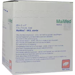 VLIES-SCHLITZKOMPRESSEN 7,5x7,5 cm steriili 6-suuntainen, 25X2 kpl