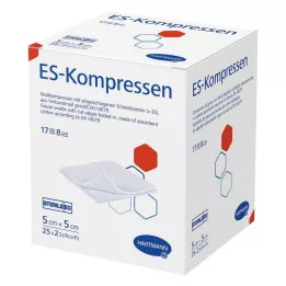 ES-KOMPRESSEN steriili 5x5 cm 8-suuntainen, 25x2 kpl