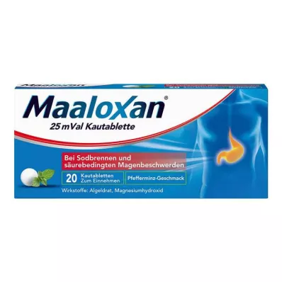 MAALOXAN 25 mVal purutabletit, 20 kpl MAALOXAN 25 mVal purutabletit, 20 kpl