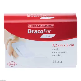 DracoPor Pehmeä valkoinen haavasidos 7,2x5 cm steriili, 25 kpl