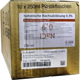 ISOTONISCHE Suolaliuos 0,9 % muoviliuos, 10X250 ml
