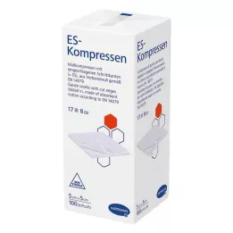 ES-KOMPRESSEN ei-steriili 5x5 cm 8-suuntainen, 100 kpl