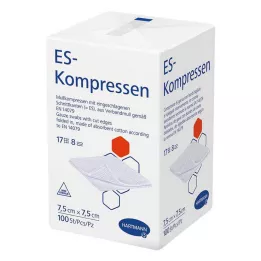 ES-KOMPRESSEN ei-steriili 7,5x7,5 cm 8-suuntainen, 100 kpl