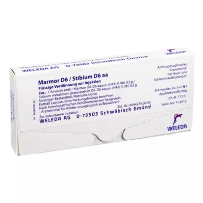 MARMOR d 6/stibium d 6 aa ampuulit, 8x1 ml MARMOR d 6/stibium d 6 aa ampuulit, 8x1 ml