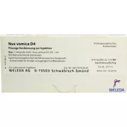 NUX VOMICA D 4 -ampullit, 8 x 1 ml