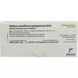 STIBIUM METALLICUM PRAEPARATUM D 30 Ampules, 8x1 ml