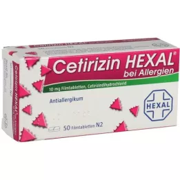 CETIRIZIN HEXAL Film -päällystetyt tabletit allergioissa, 50 kpl