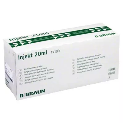 INJEKT Yksiruisku 20 ml Luer-epäkesko PVC-fr., 100X20 ml