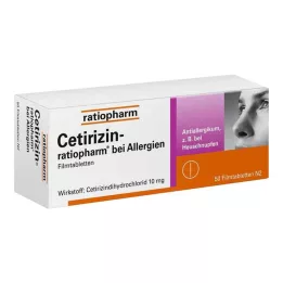CETIRIZIN-ratiopharm allergikoille 10 mg kalvopäällysteiset tabletit, 50 kpl