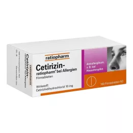 CETIRIZIN-ratiopharm allergikoille 10 mg kalvopäällysteiset tabletit, 100 kpl