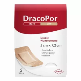 DRACOPOR Haavasidos 5x7,2 cm steriili ihonvärinen, 5 kpl