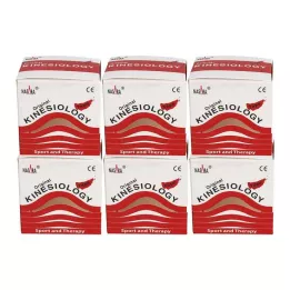 NASARA Kinesioteippi 5 cm x 5 m punainen, 6 kpl