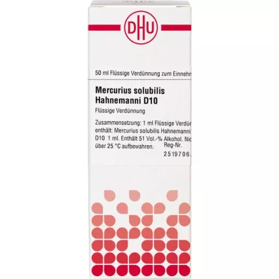 MERCURIUS SOLUBILIS Hahnemanni D 10 laimennus, 50 ml
