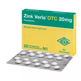 ZINK VERLA OTC 20 mg kalvopäällysteiset tabletit, 20 kpl