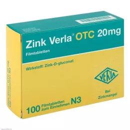 ZINK VERLA OTC 20 mg kalvopäällysteiset tabletit, 100 kpl