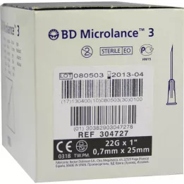 BD MICROLANCE Kanyyli 22 G 1 0,7x25 mm, 100 kpl