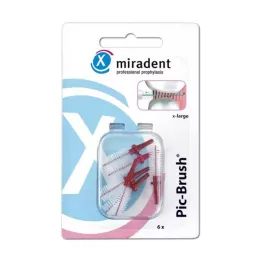 MIRADENT Interd.Pic-Brush vaihtoharja x-iso viininpunainen, 6 kpl