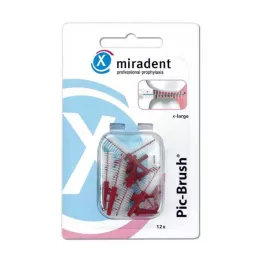 MIRADENT Interd.Pic-Brush vaihtoharja x-iso viininpunainen, 12 kpl