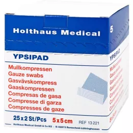 MULLKOMPRESSEN Ypsipad 5x5 cm steriili 8-kerroksinen, 25X2 kpl