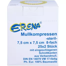 ERENA sideharsopakkaus 7,5x7,5 cm steriili 8-kertainen, 25x2 kpl