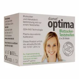 Diamet optima verensokerimittausliuskat 2in1, 2x25 kpl