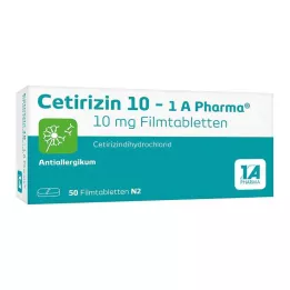 CETIRIZIN 10-1A Pharma kalvopäällysteiset tabletit, 50 kpl