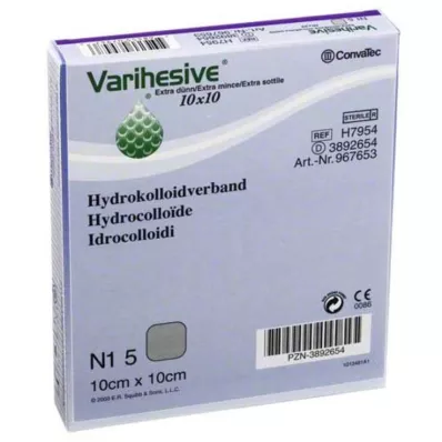 VARIHESIVE erittäin ohut 10x10 cm HKV hydroaktiivinen, 5 kpl