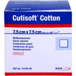 CUTISOFT Puuvilla Ster 7,5x7,5 cm Ster.12fach, 25x2 kpl