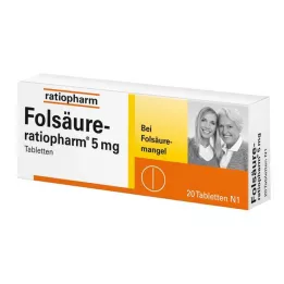 FOLSÄURE-RATIOPHARM 5 mg tabletit, 20 kpl