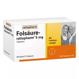 FOLSÄURE-RATIOPHARM 5 mg tabletit, 100 kpl