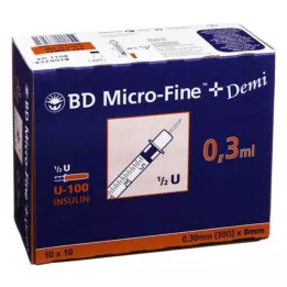 BD MICRO-FINE+ Insuliiniruisku 0,3 ml U100 0,3x8 mm, 100 kpl