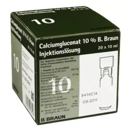 CALCIUMGLUCONAT 10 % MPC Injektioliuos, 20X10 ml