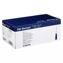 STERICAN Kanyylit 23 Gx3 1/5 0,6 x 80 mm, 100 kpl