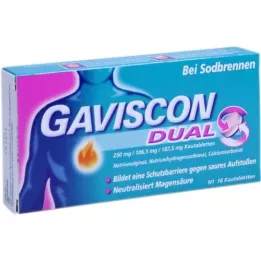 GAVISCON kaksois 250 mg/106,5 mg/187,5 mg pureskeltavaa tablettia, 16 kpl