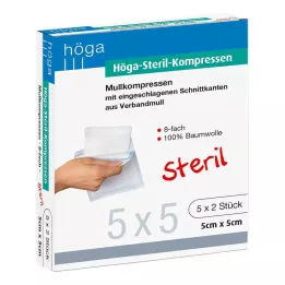 HÖGA-KOMPRESSEN 5x5 cm steriili 8 kertaa, 5x2 ST