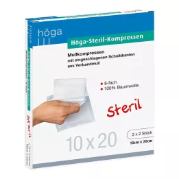 HÖGA-KOMPRESSEN 10x20 cm steriili 8 kertaa, 5x2 ST