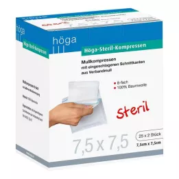 HÖGA-KOMPRESSEN 7,5x7,5 cm steriili 8-suuntainen, 25X2 kpl
