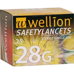 WELLION Safetylance 28 g turvallisuutta., 25 kpl