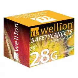 WELLION Turvalansetit 28 G Kertakäyttöiset turvalansetit, 25 kpl