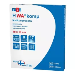 MULLKOMPRESSEN 10x10 cm steriili 8-suuntainen, 5X2 kpl