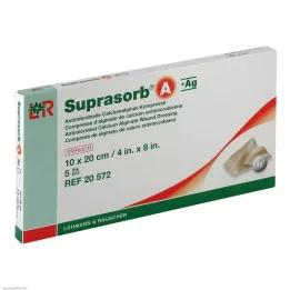 SUPRASORB A+Ag Antimik.kals.alginaattiyhdiste 10x20 cm, 5 kpl