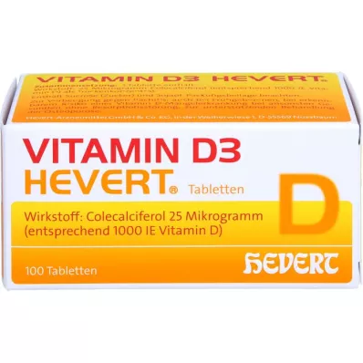VITAMIN D3 HEVERT tabletit, 100 kpl VITAMIN D3 HEVERT tabletit, 100 kpl