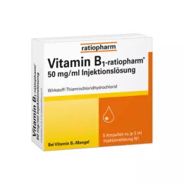 VITAMIN B1-RATIOPHARM 50 mg/ml injektio.Lsg.ampullit, 5X2 ml