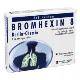 BROMHEXIN 8 Berlin Chemie päällystettyä tablettia, 20 kpl